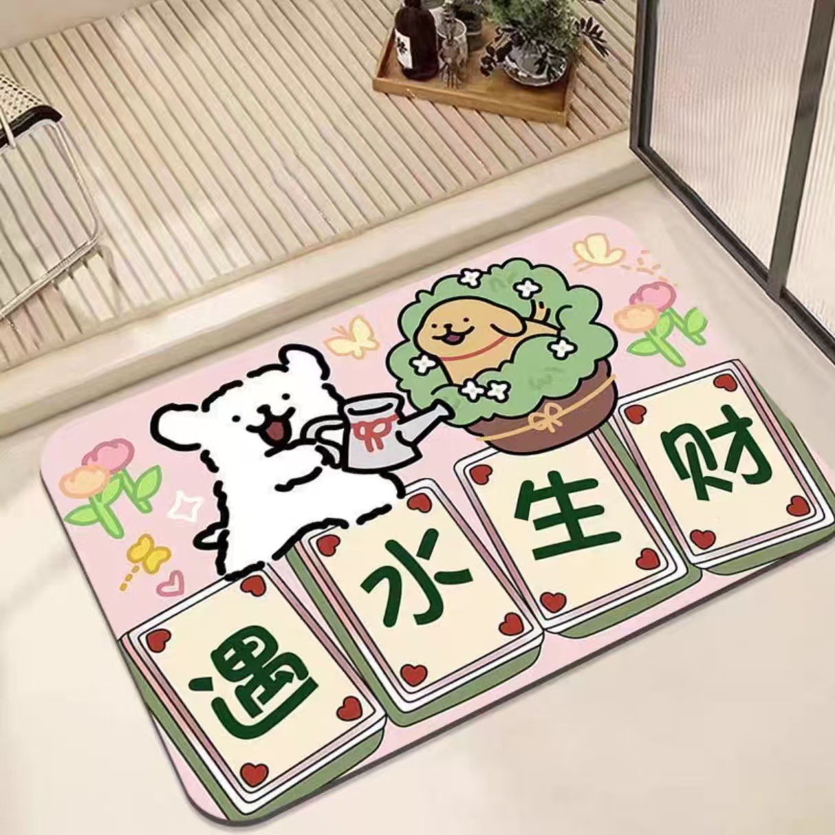 遇水生财硅藻泥地垫浴室地垫卫生间吸水脚垫淋浴间地垫入户门垫