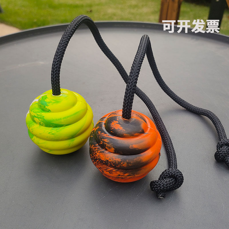 狗狗玩具球绳结耐咬磨牙球互动拔河中大型犬橡胶穿绳球宠物训练球