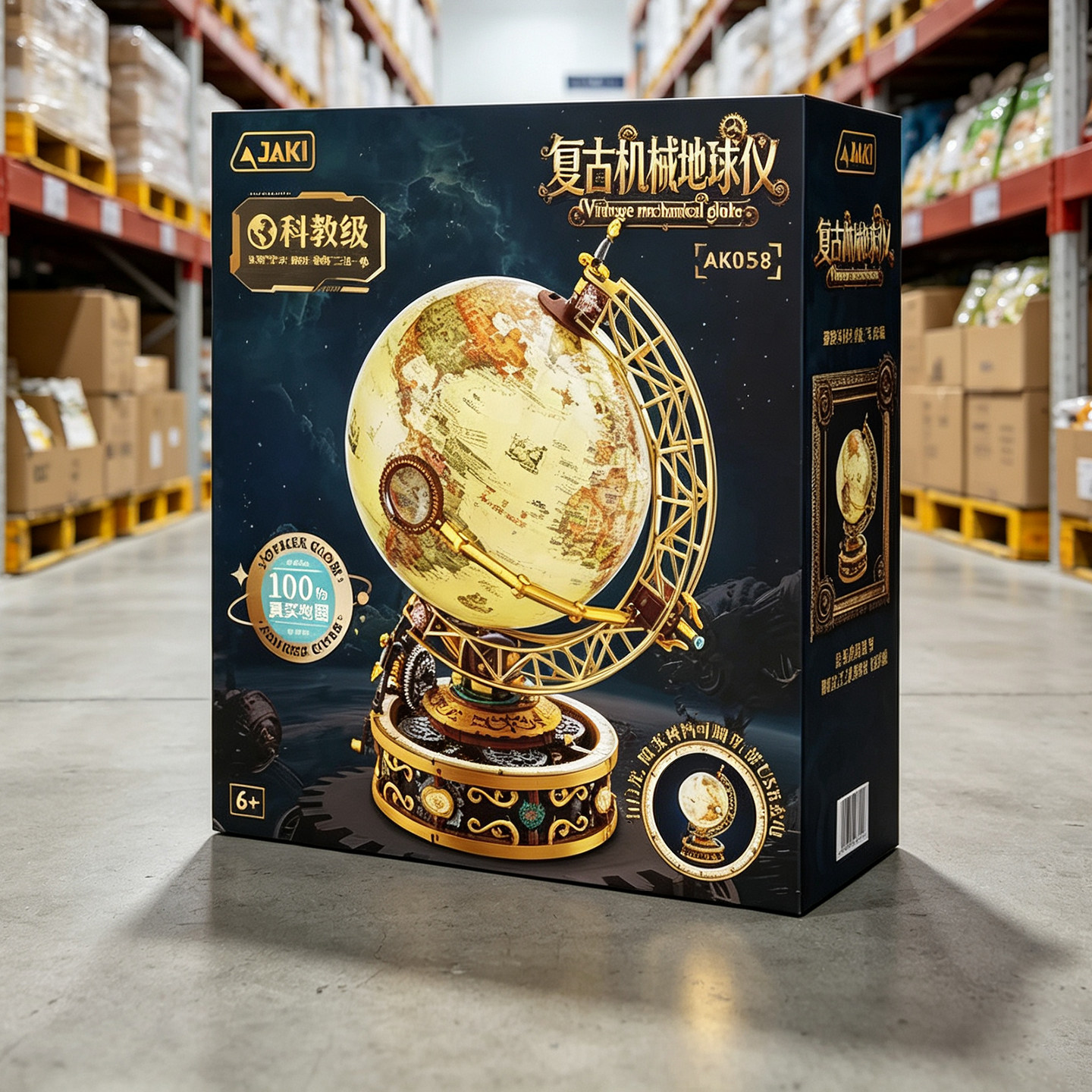 山姆佳奇复古机械地球仪积木桌面图片