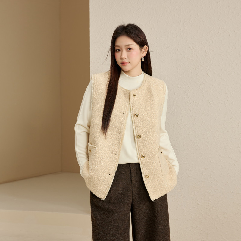 【夹棉马甲】纤莉秀大码女装时髦洋气叠穿保暖外套胖mm2025冬新款