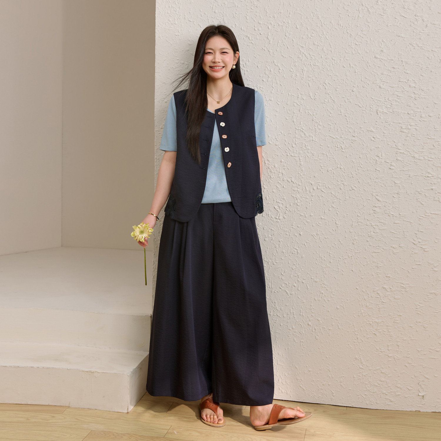 【云屿套装】薄款宽松遮肉两件套装纤莉秀大码女装胖mm2026夏新款