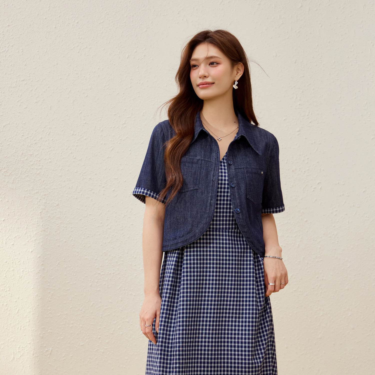 【维希格套装】纤莉秀大码女装复古气质显瘦两件套胖mm2026夏新款