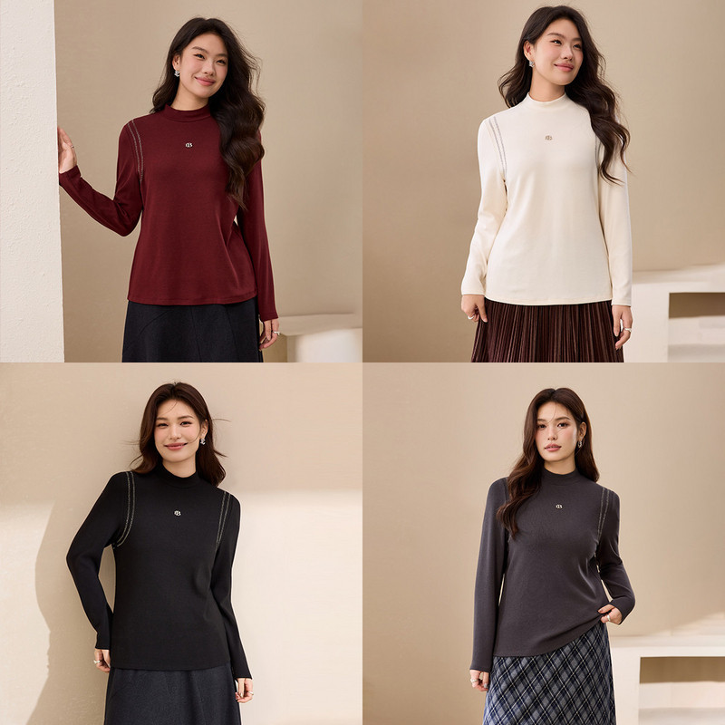 【半高领抓毛针织衫】纤莉秀大码女装时尚简约打底衫胖mm春装新款,女装/女士精品,大码内搭,淘宝优惠券,粉丝福利购,淘宝优惠卷