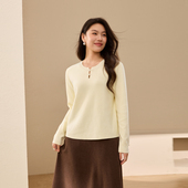 舒适软糯减龄针织衫 纤莉秀大码 女装 镂空领口上衣胖mm冬装 新款