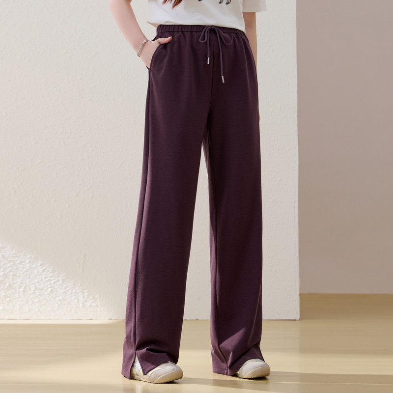 【开叉脚口直筒裤】纤莉秀大码女装休闲显瘦裤子胖mm2026夏装新款