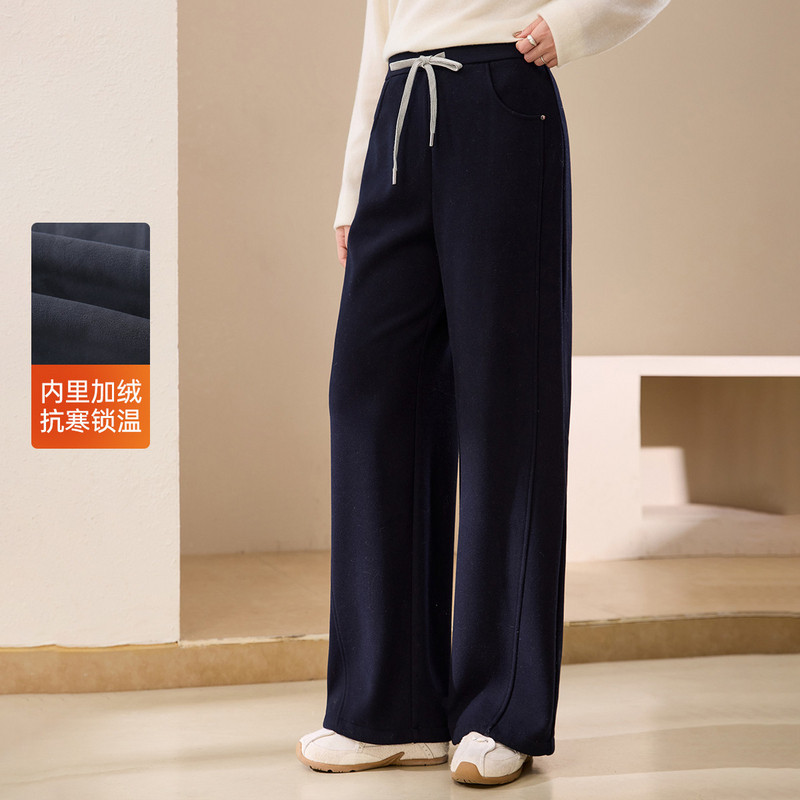 【百搭舒适加绒裤子】纤莉秀大码女装简约休闲裤胖mm2025冬装新款