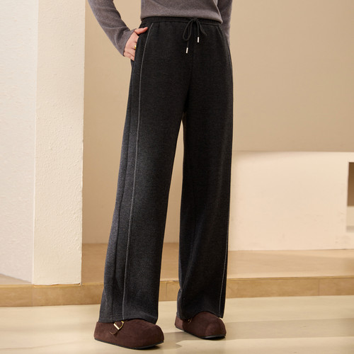 【慵懒舒适裤子】纤莉秀大码女装织带设计休闲裤胖mm2025冬装新款