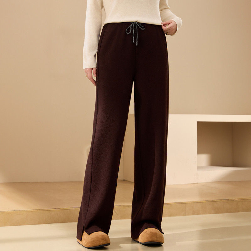 【糯米拖地裤】开叉设计垂感针织裤纤莉秀大码女装胖mm2025冬新款,女装/女士精品,大码裤装,淘宝优惠券,粉丝福利购,淘宝优惠卷