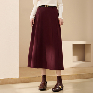【遮跨显瘦A字裙】纤莉秀大码女装知性通勤百搭半身裙胖mm冬新款