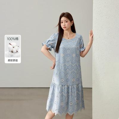 【生如夏花】波西米亚民族风纯棉连衣裙纤莉秀大码女装胖mm夏新款