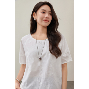 【小确幸】随时海滩风压褶提花轻薄衬衫纤莉秀大码女装胖mm夏新款