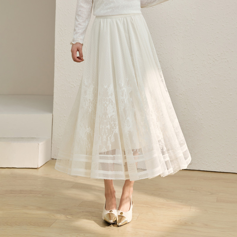 【月光芭蕾】法式提花蕾丝空气感半身裙纤莉秀大码女装胖mm春新款