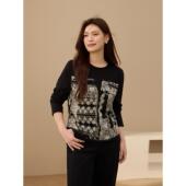 个性 设计感潮流上衣胖mm秋装 时髦圆领T恤 女装 新款 纤莉秀大码