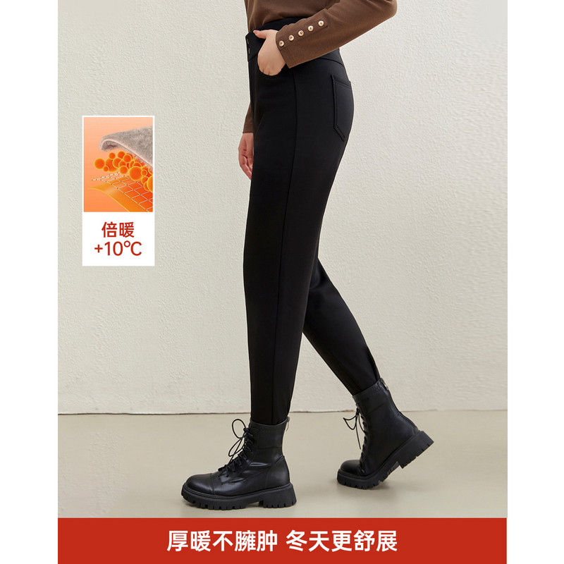 纤莉秀大码女装加绒保暖裤子