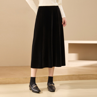 【轻熟风丝绒裙】纤莉秀大码女装法式优雅半身裙胖mm2025冬装新款