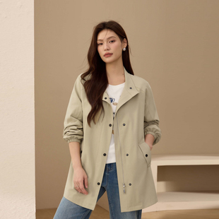 【百搭中长款风衣】纤莉秀大码女装个性潮流外套胖mm2025秋装新款