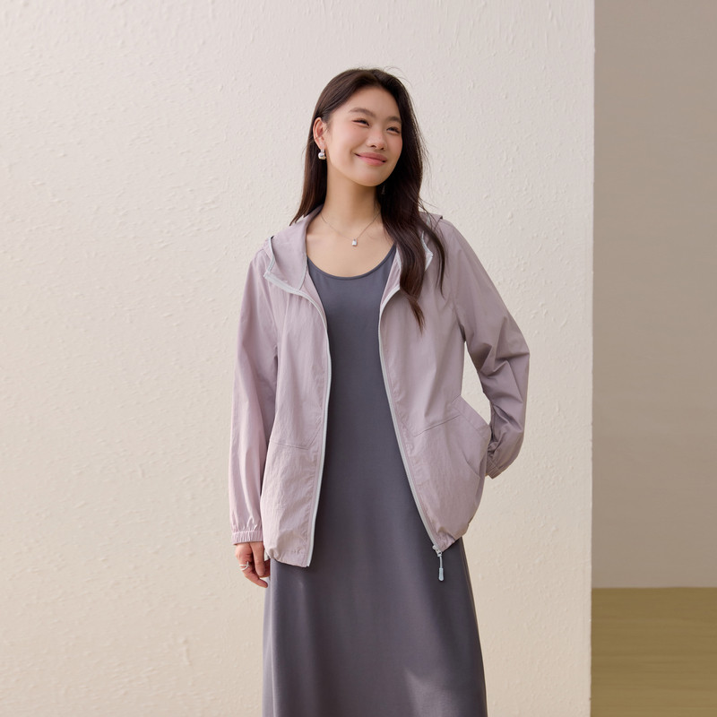 【简约连帽风衣】纤莉秀大码女装百搭休闲运动风外套胖mm春装新款