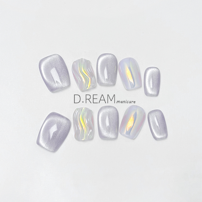DREAM 霞光芋泥纯手工穿戴甲美甲高级感短款温柔显白猫眼指甲贴片