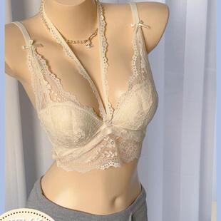 龙心同款蕾丝内衣女小胸聚拢纯欲法式性感叠穿吊带内搭挂脖文胸罩