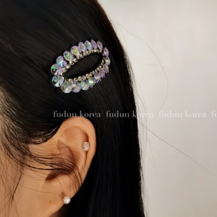 卫星石花边发夹掰掰夹刘海夹碎发夹高估东大门水晶bb夹高级感头饰