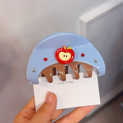 【9cm】亚克力卡通苹果抓夹发夹东大门后脑勺鲨鱼夹公主头抓夹