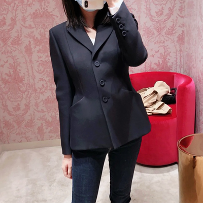 工厂店名媛长袖三粒扣修身西装女