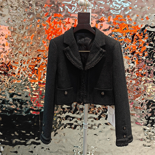 温柔轻奢小香风短外套女秋冬粗花呢chic韩 法式 欧洲站2025春季 新款