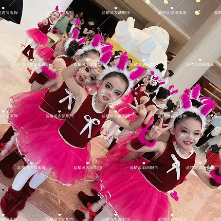 六一儿童小猫咪演出服幼儿园小动物可爱小花猫舞蹈表演服装蓬蓬裙