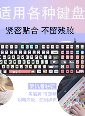 适用于罗技Craft/MX Keys键盘贴纸键帽改色卡通创意定订制按键字母彩绘动漫贴膜
