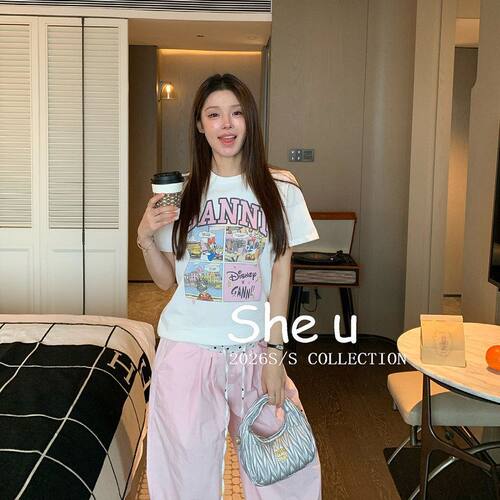 唐老鸭复古卡通印花短袖女T恤