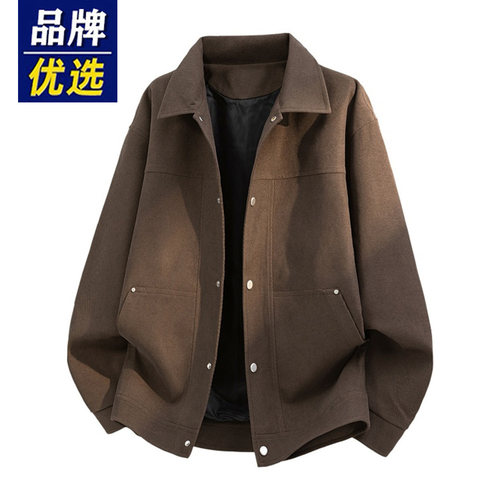 品牌优选灯芯绒夹克男士美式翻领休闲潮牌帅气复古工装设计感外套