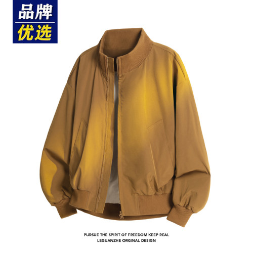 品牌优选美式飞行夹克男春秋季廓形立领外套青少年棒球服短款外套