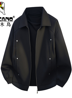 啄木鸟美式柳钉设计感夹克男春秋季流行cleanfit街头男生翻领外套