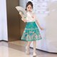 两件套小女孩中国风古装 儿童汉服唐装 明制夏天 夏款 马面裙女童套装