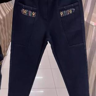 时尚高腰弹力加绒保暖牛仔裤女秋冬新款宽松百搭休闲哈伦裤罗卜裤