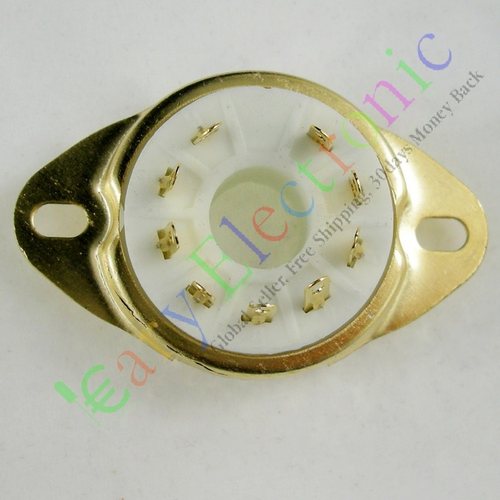 全新陶瓷大9脚电子管座 GZC9-2-F-G 镀金脚正面装适用于EL504，PL504，EL519，6P12P 等电子管