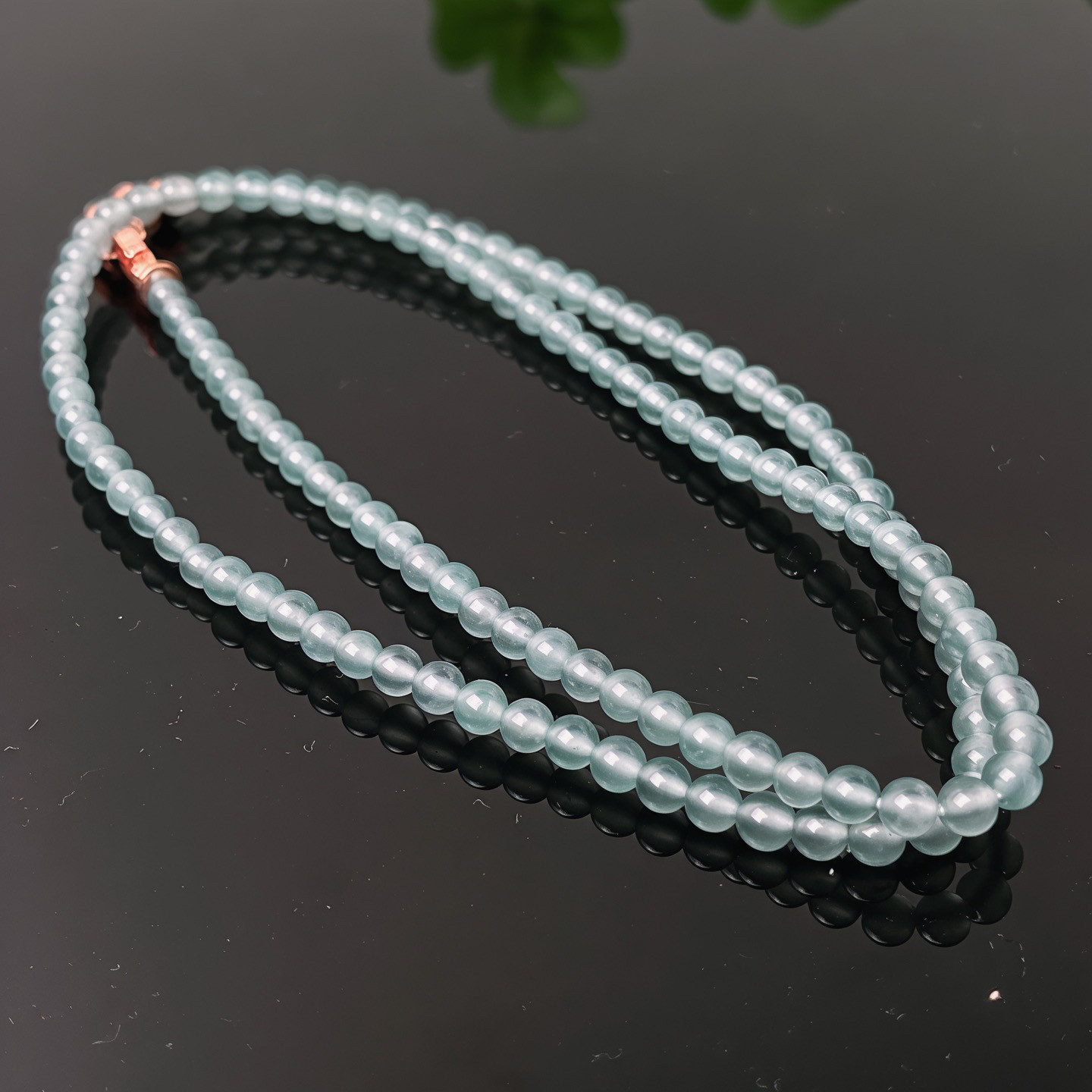 天然翡翠A货珠宝玉石玉链-老坑冰种起光天空蓝底翡翠项链