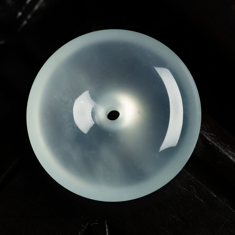 天然 A 货高冰透翡翠平安扣 冰种白玉石怀古挂件