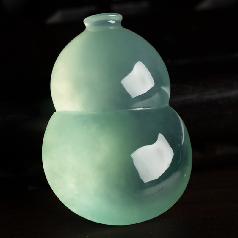 缅甸天然翡翠A货珠宝玉石带证书-老坑冰种满色精美葫芦吊坠