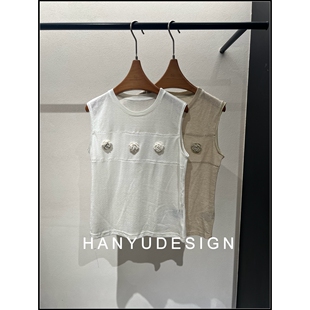 羊毛立体花朵无袖 26早春新款 针织背心女 韩钰DESIGN
