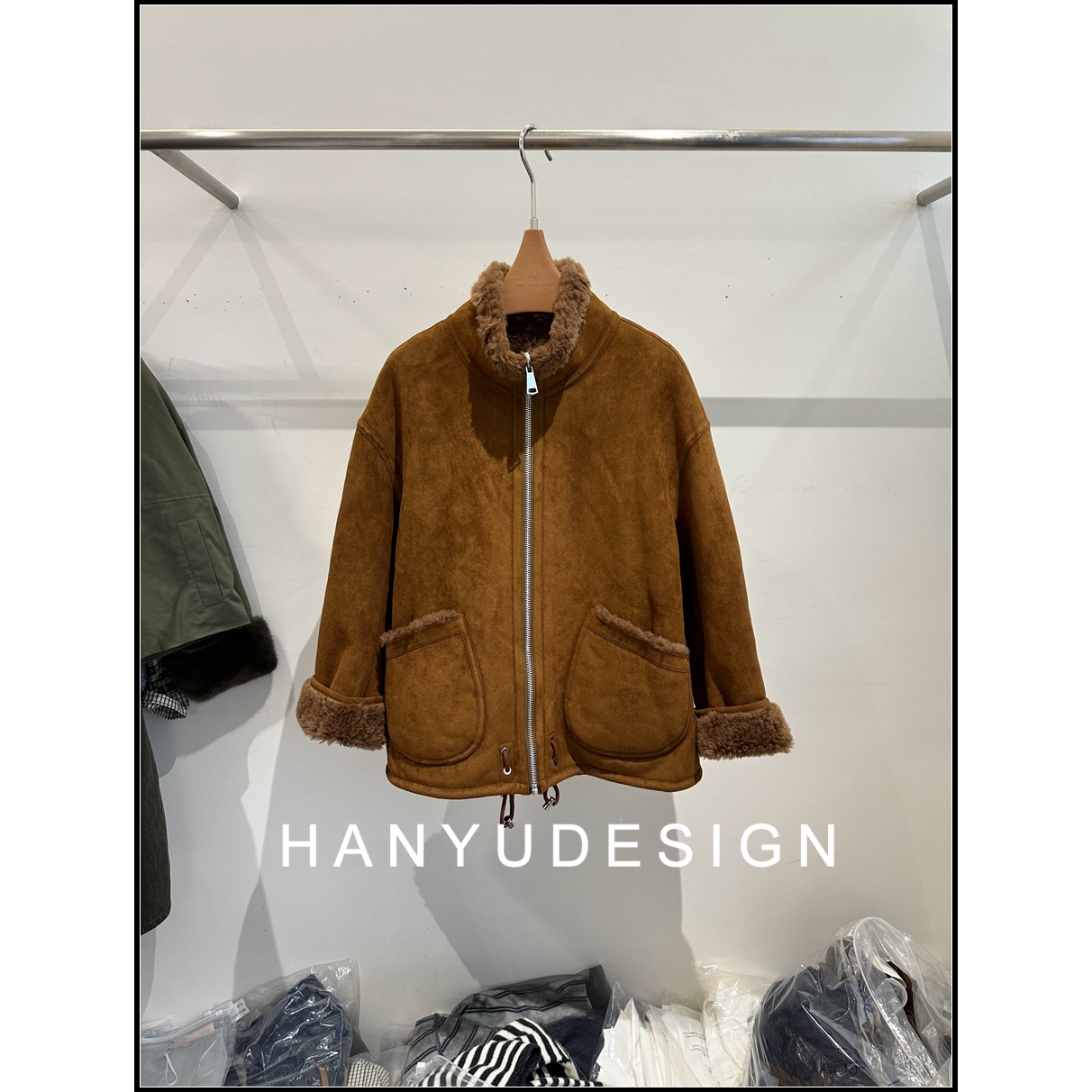 复古百搭风立领100%绵羊皮毛一体