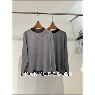 羊毛极简风圆领长袖 26早春新款 条纹T恤女 韩钰DESIGN