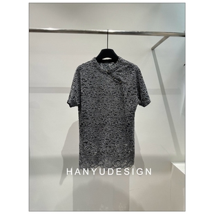 蕾丝镂空短袖 设计感时尚 韩钰DESIGN T恤女 现货25早秋新