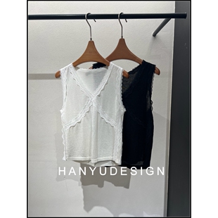 亚麻气质蕾丝V领无袖 26早春新款 背心女 韩钰DESIGN