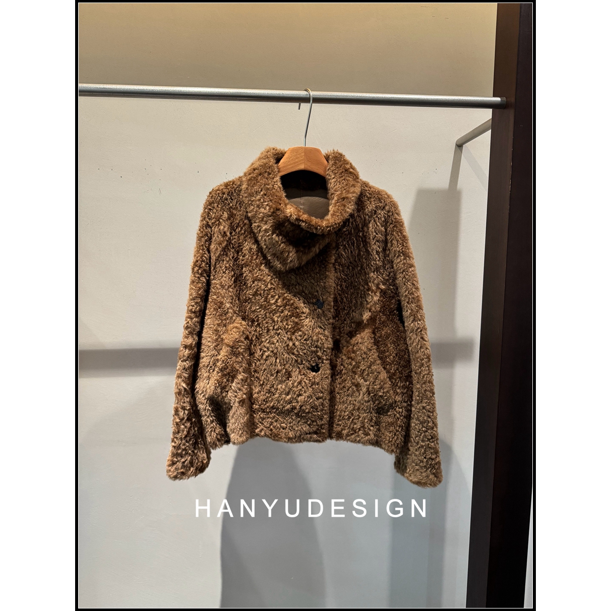 韩钰DESIGN重磅立领短款皮毛一体