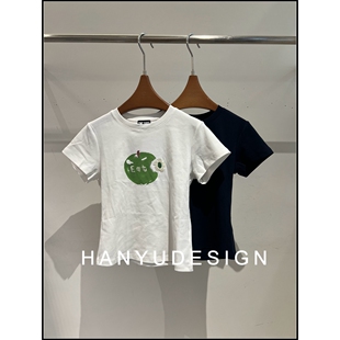 休闲风圆领苹果印花短袖 26早春新款 T恤女 韩钰DESIGN