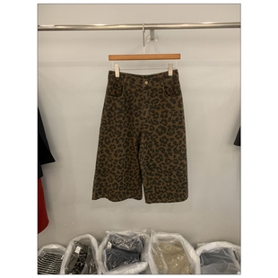 豹纹牛仔短裤 美式 韩钰DESIGN 女宽松显瘦阔腿裤 现货25早秋新