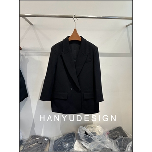 外套 设计感后开叉纽扣羊绒羊毛呢子大衣西装 韩钰DESIGN