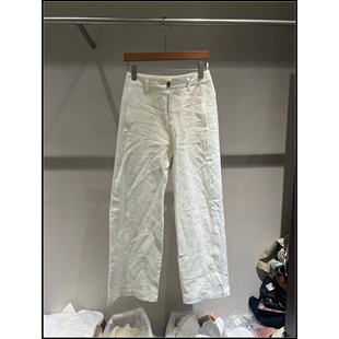 白色100%亚麻气质阔腿裤 26早春新款 女 韩钰DESIGN
