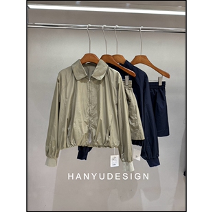 休闲收腰翻领拉链外套套装 26早春新款 女 韩钰DESIGN